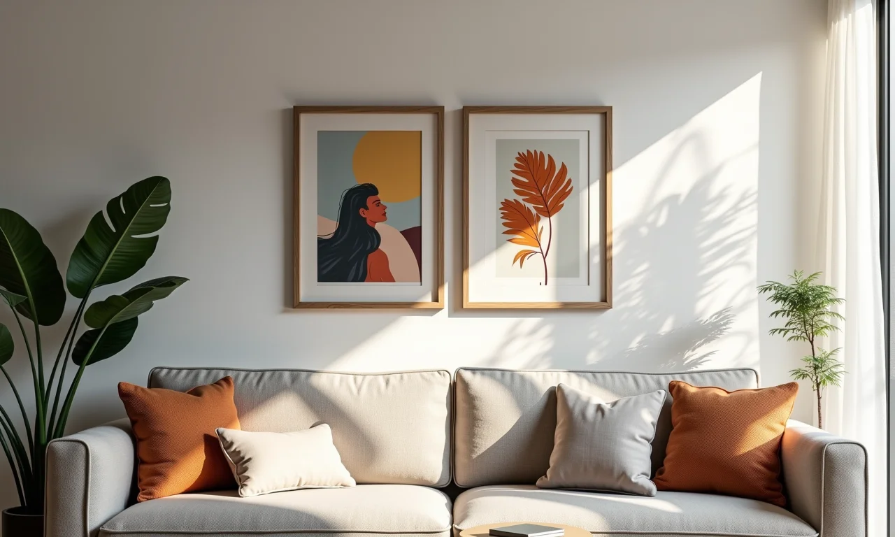 Quadros e objetos de arte expressando a personalidade em um studio com arte brasileira.