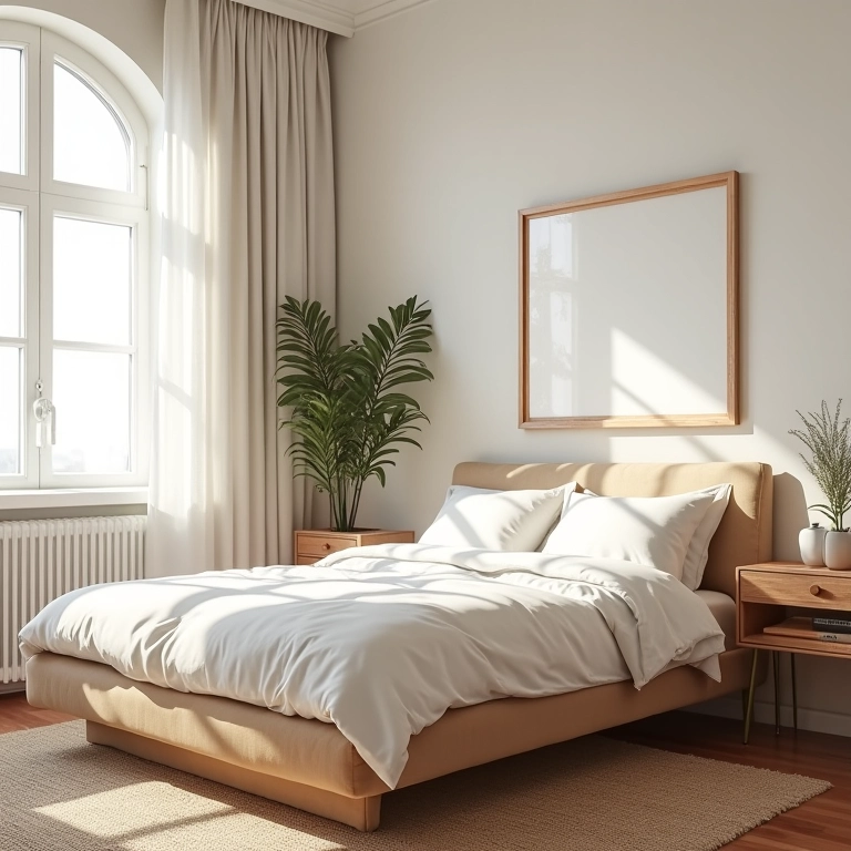 Quarto arejado com cama confortável, mostrando modelos box e tradicional.