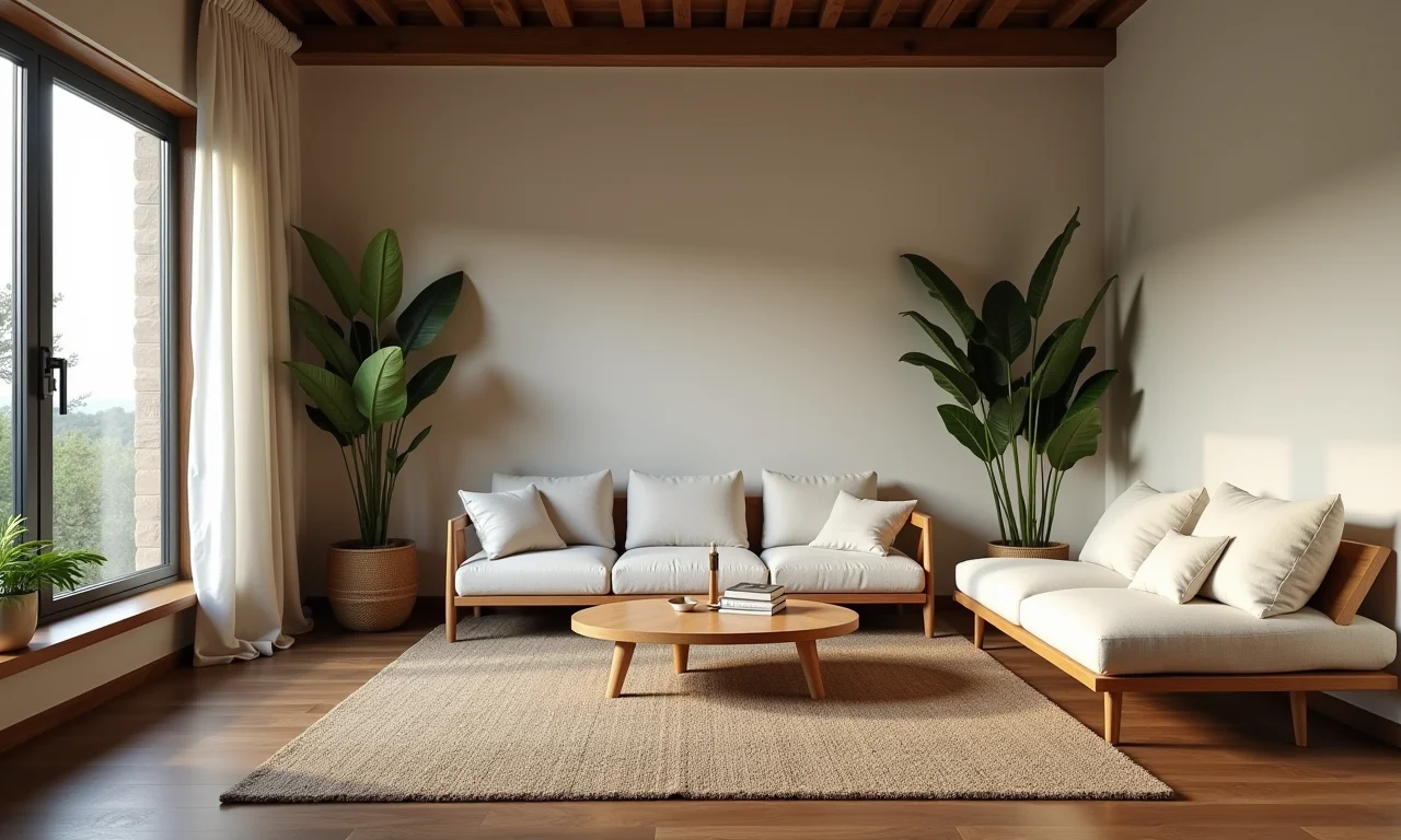 Quarto brasileiro com um tapete pequeno demais para a disposição dos móveis.