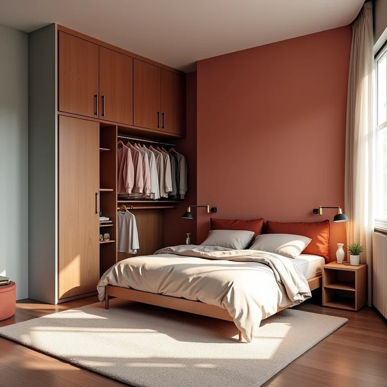 Quarto de casal com cores inadequadas e contrastantes