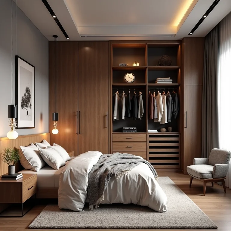 Quarto de casal com estilos de decoração conflitantes