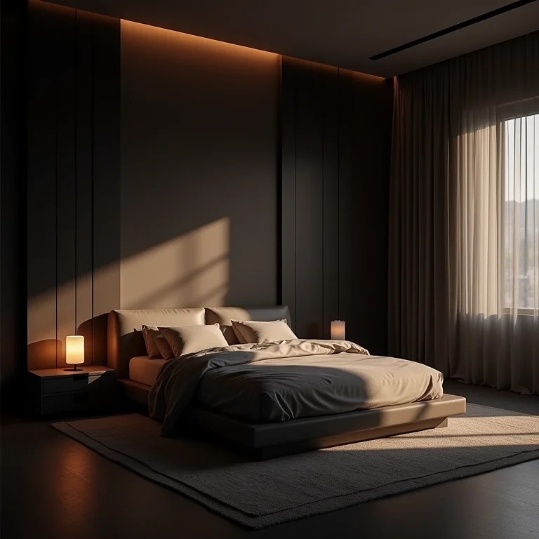 Quarto de casal com iluminação inadequada