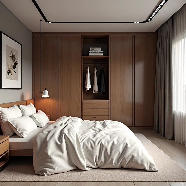 Quarto pequeno com armário em L desproporcional