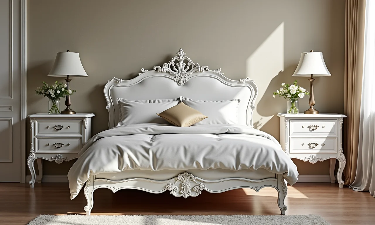 Quarto provençal com cômoda e criados-mudos vintage.