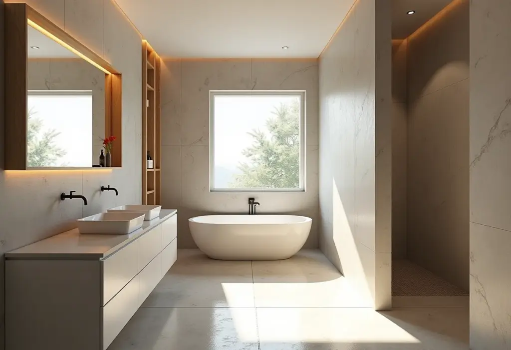 Reforma de banheiro moderna em andamento