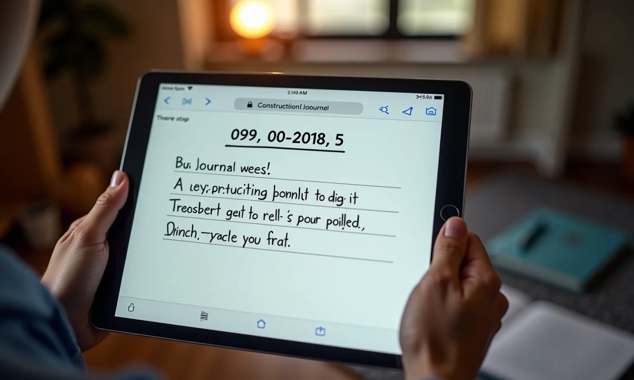 Registro de data e horário em diário de obra digital.