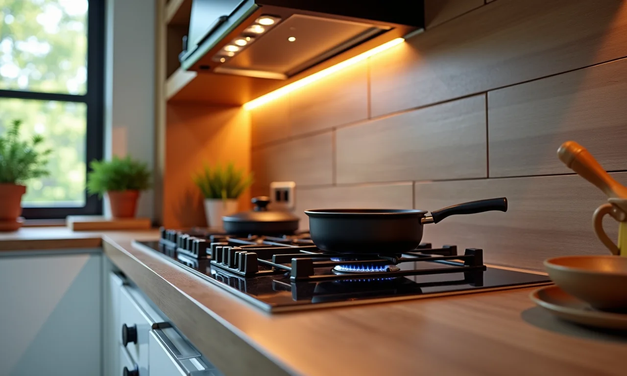 Resistência ao calor das pastilhas adesivas perto do fogão.