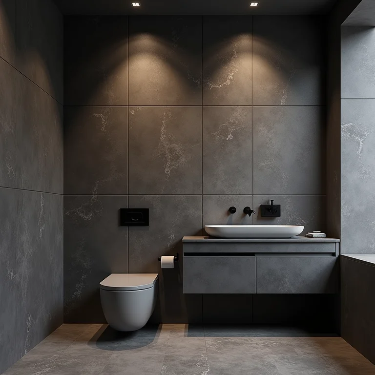 Revestimento moderno em um banheiro masculino