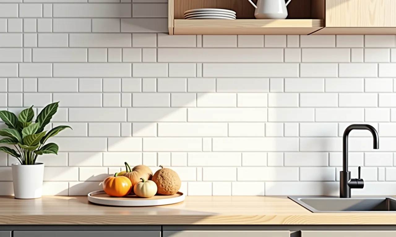 Revestimentos com textura em uma cozinha escandinava, adicionando charme e profundidade.