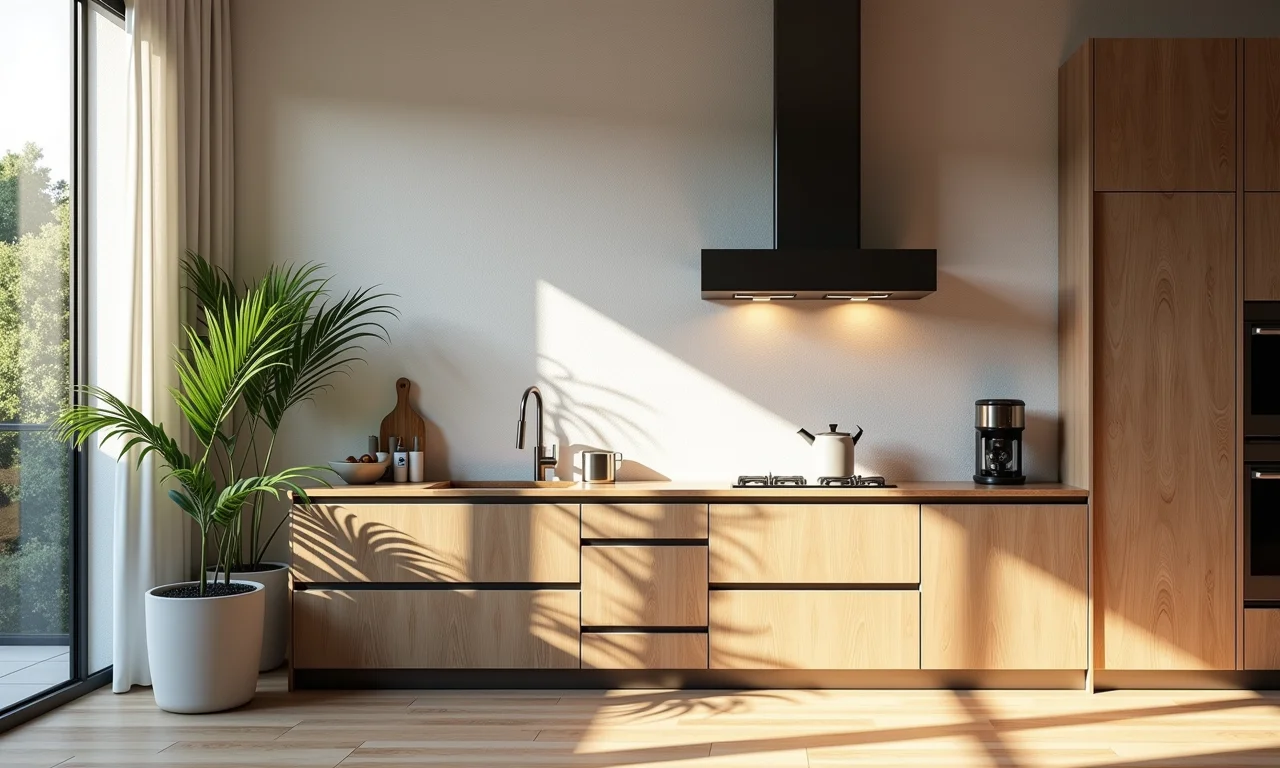 Revestimentos inteligentes que ampliam visualmente a cozinha.