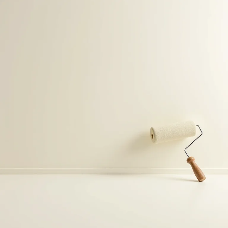 Rolo de pintura em parede lisa