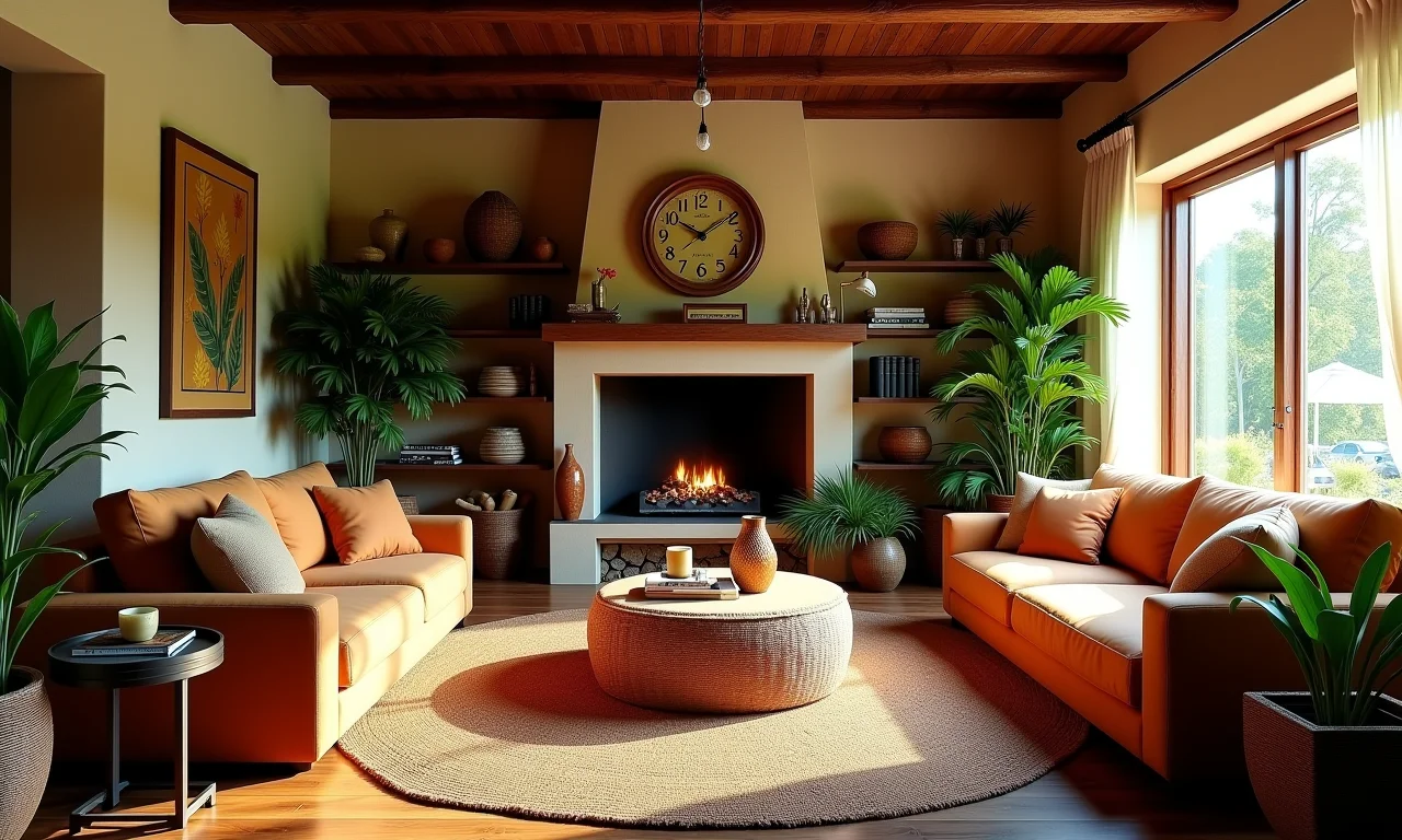 Sala de estar brasileira sobrecarregada de itens decorativos e desorganização.