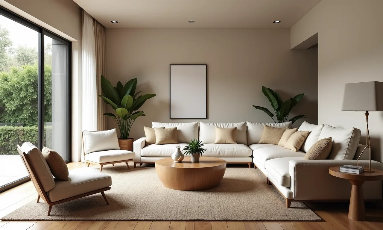 Sala de estar clássica com decoração elegante e luz natural.