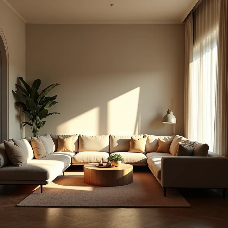 Sala de estar com iluminação inadequada e sombras fortes