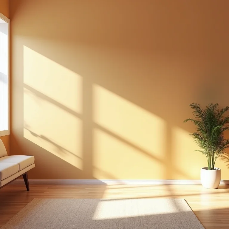 Sala de estar com paredes em tons neutros e iluminação natural suave