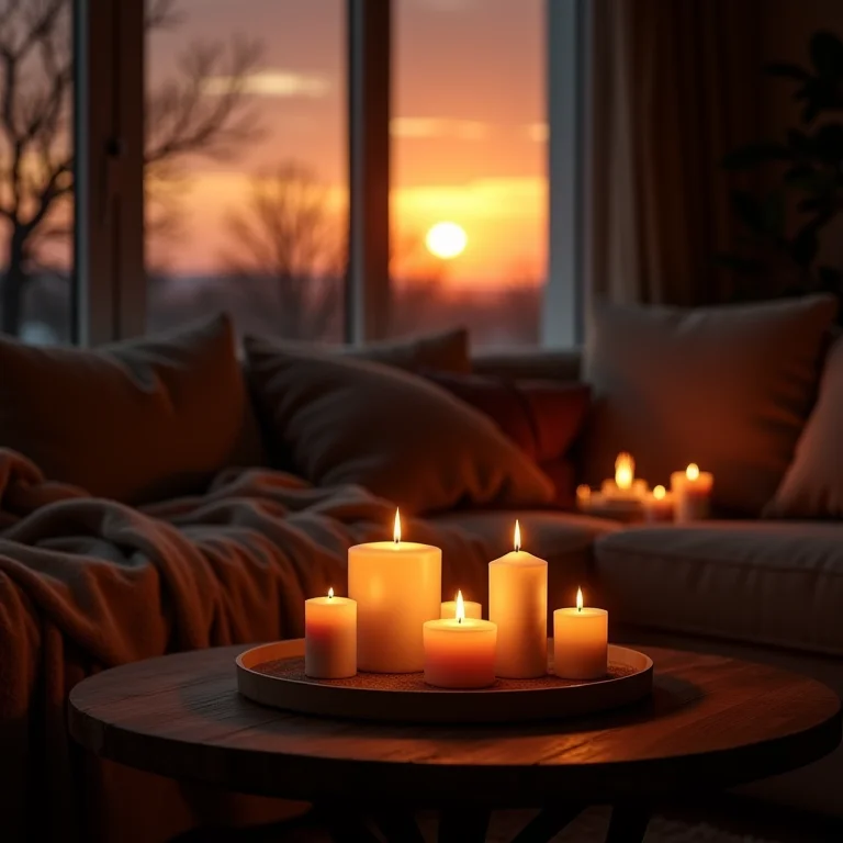 Sala de estar escandinava com atmosfera Hygge.