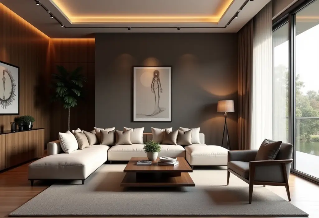 Acabamento em laca: o segredo para móveis de luxo (e acessíveis) Sala de estar luxuosa com móveis em laca impecável