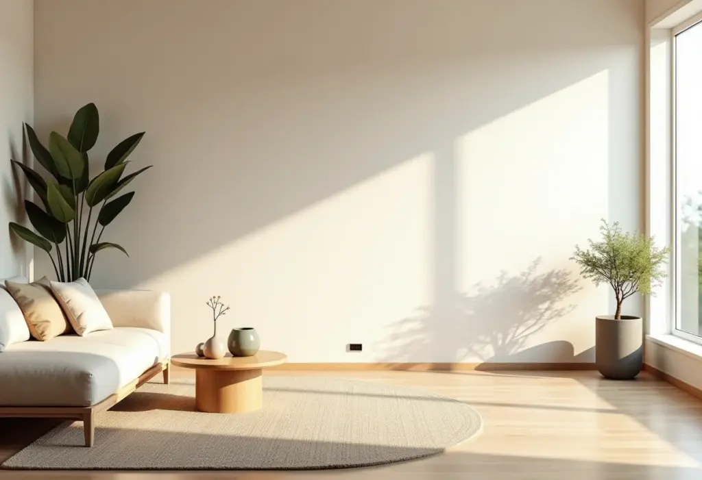 Estilo Japandi: O segredo para um lar zen e minimalista Sala de estar minimalista em estilo Japandi, com luz natural suave.