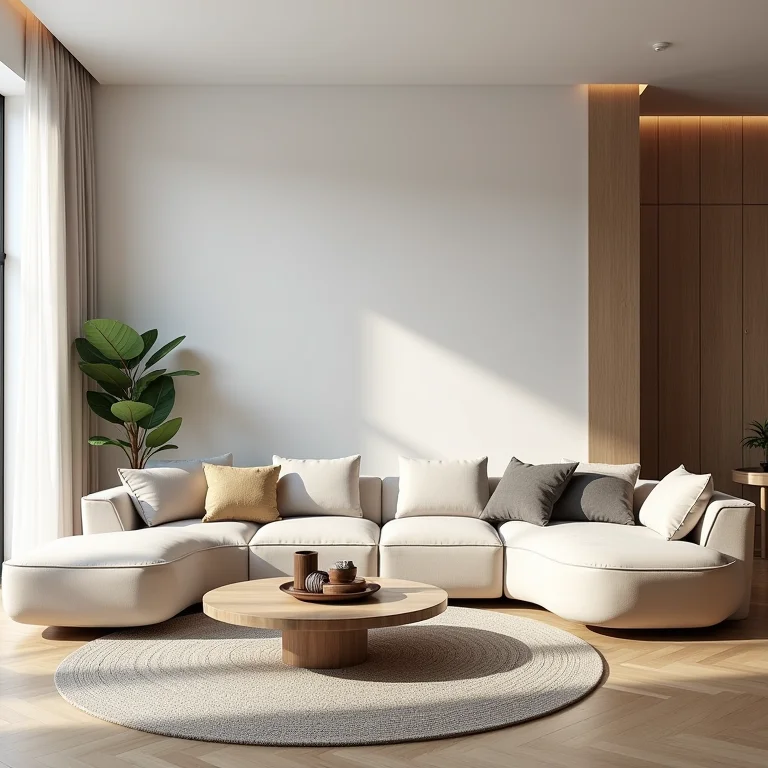 Sala de estar moderna com design bem planejado e acessórios estilosos