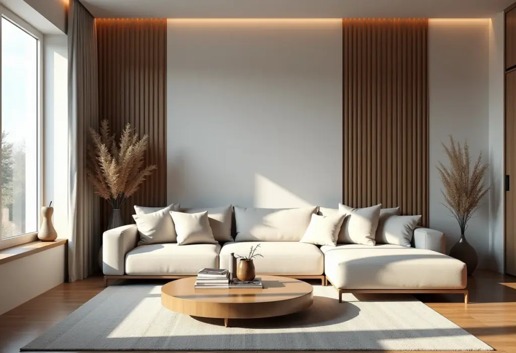 Sala de estar moderna com design funcional e elegante