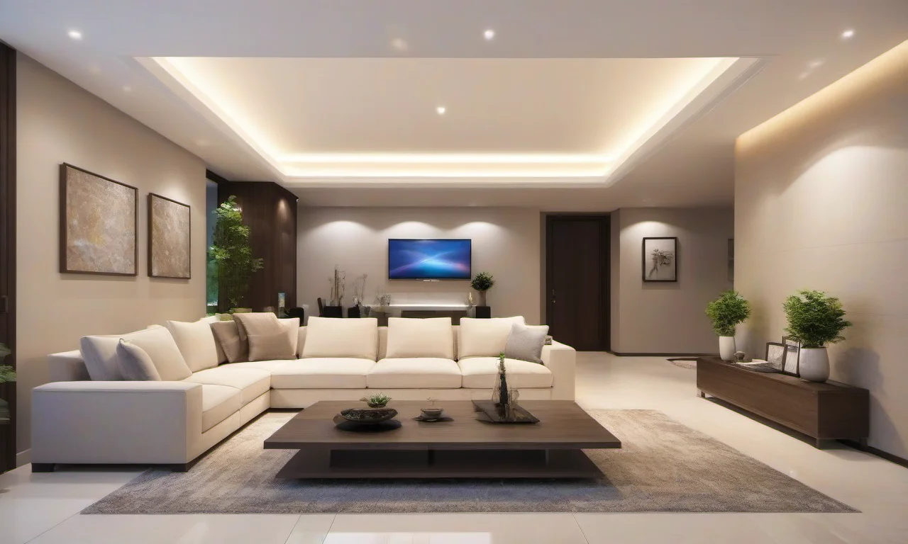 Sanca de gesso iluminada com fita de LED.