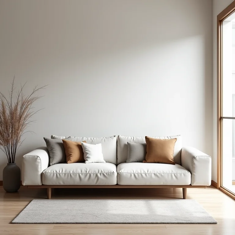 Sofá-cama moderno em sala de estar minimalista