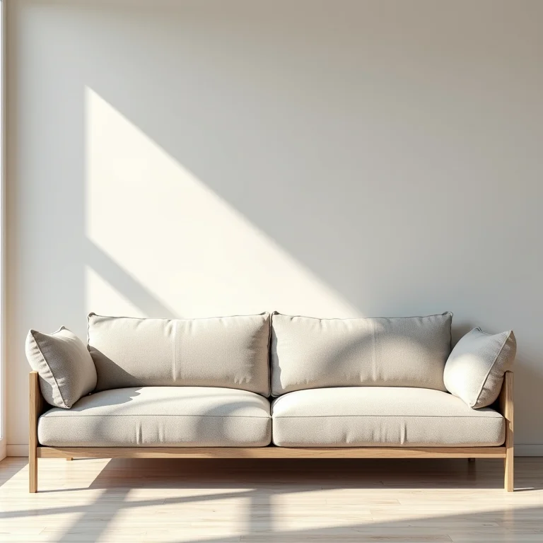 Sofá de linho com almofadas de algodão