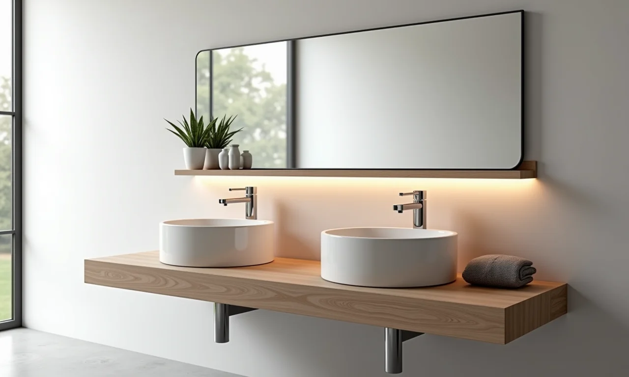 Tabela de ideias para prateleiras do banheiro.