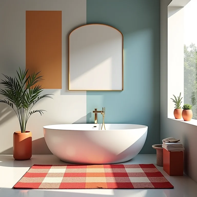 Tapete de banheiro com cor e estilo inadequados
