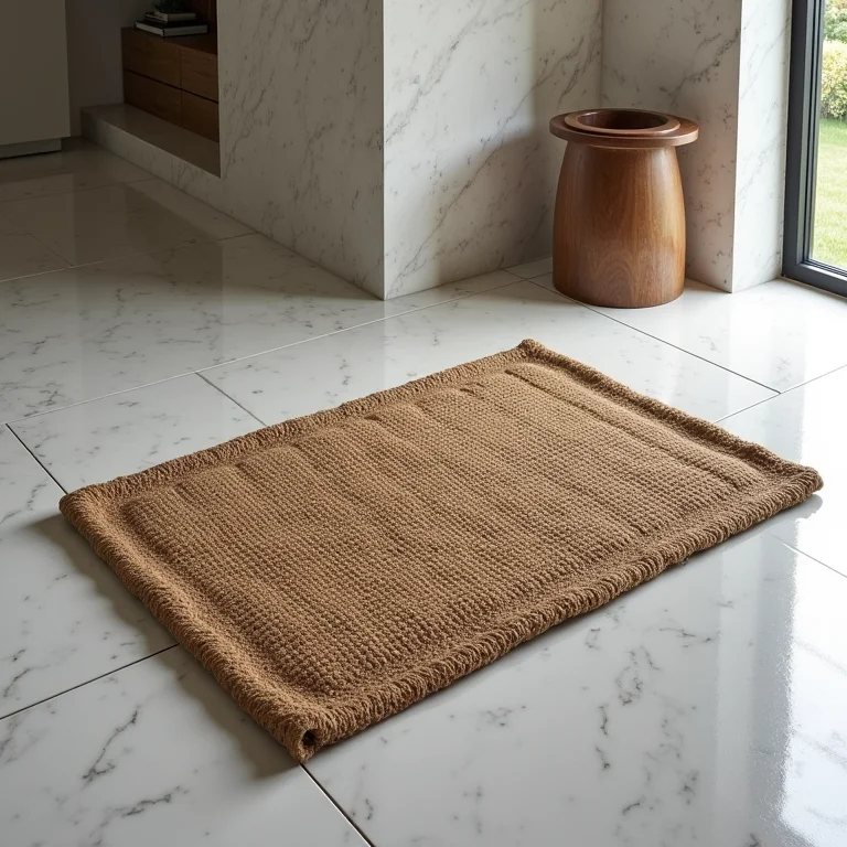 Tapete de banheiro feito de material inadequado