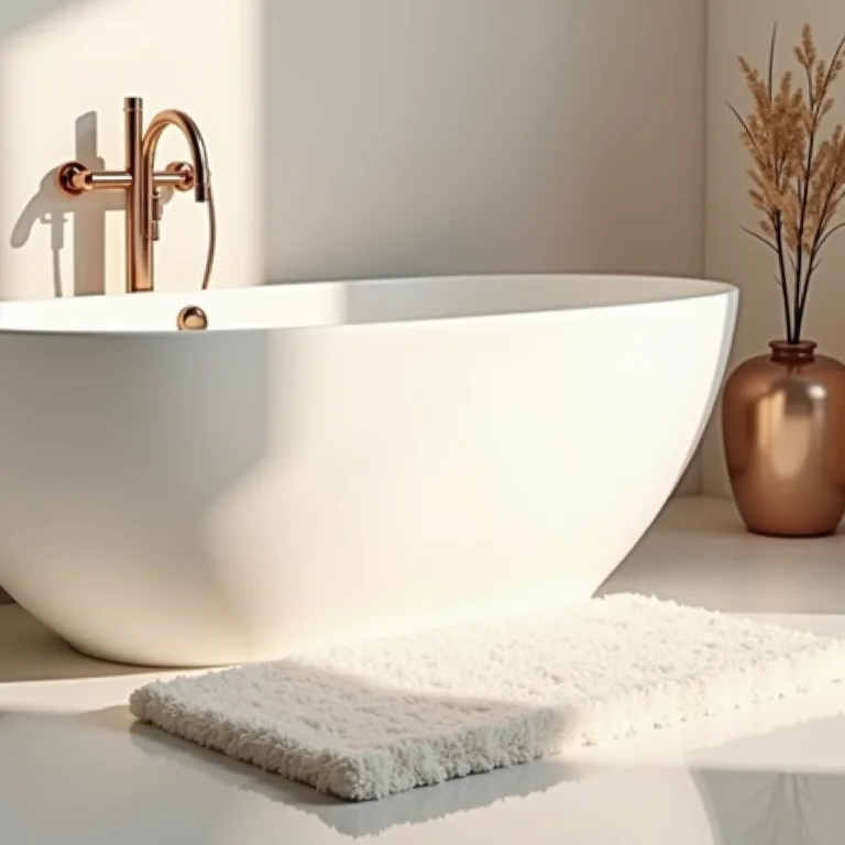 Tapete de banheiro felpudo em um ambiente de spa