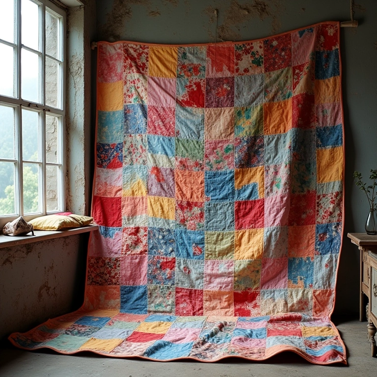 Tecidos velhos transformados em patchwork e almofadas.