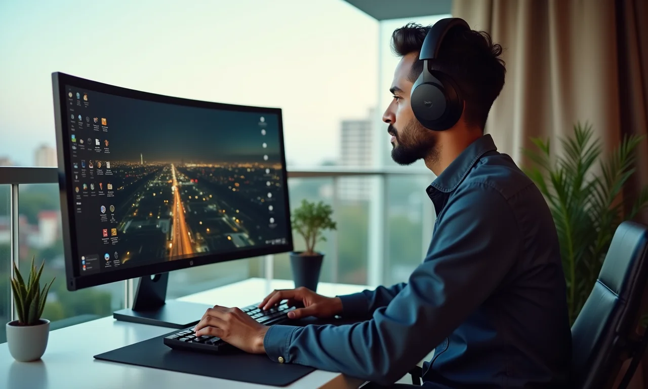 Tecnologia otimizando o trabalho no home office na varanda.