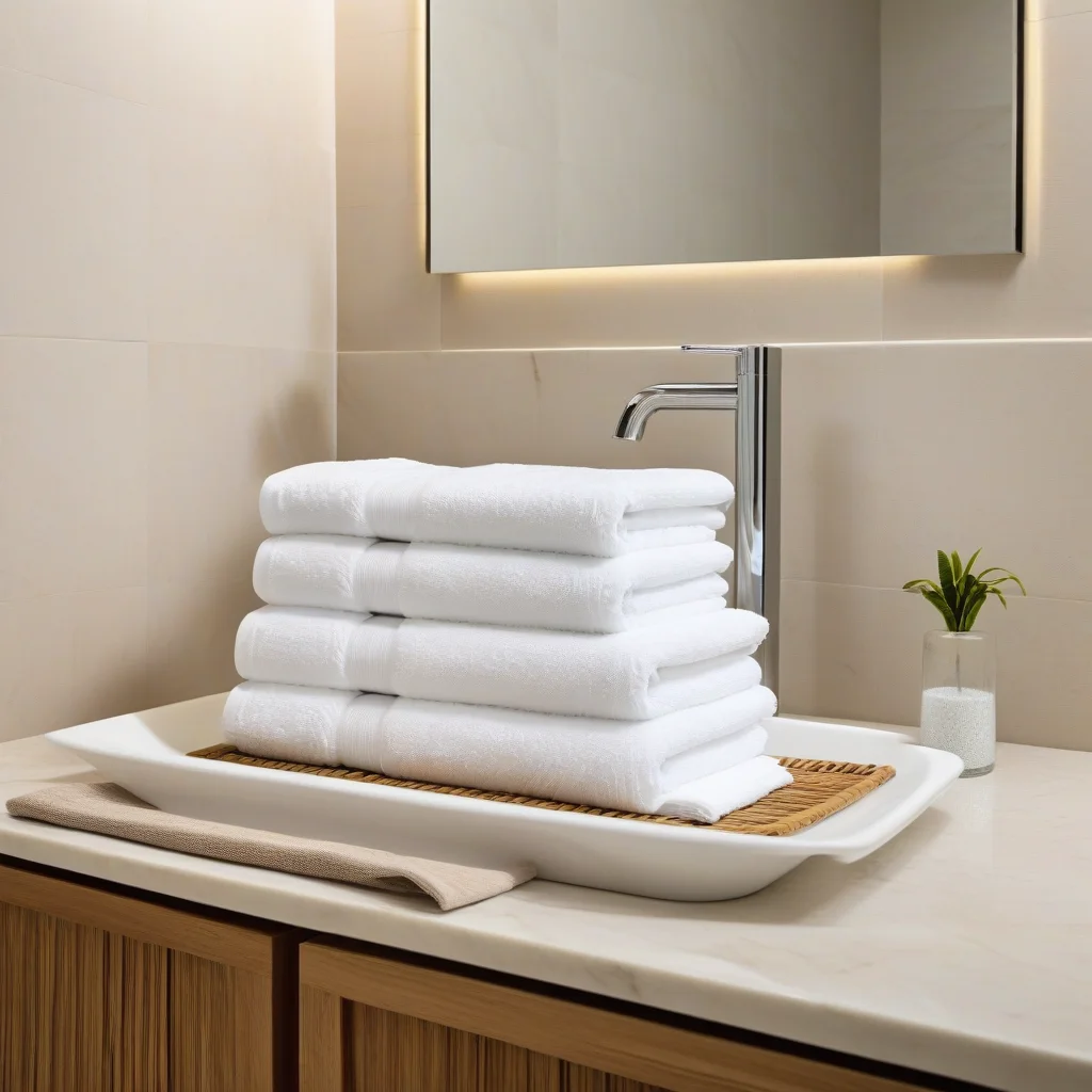 Toalhas macias e aconchegantes em um lavabo elegante.