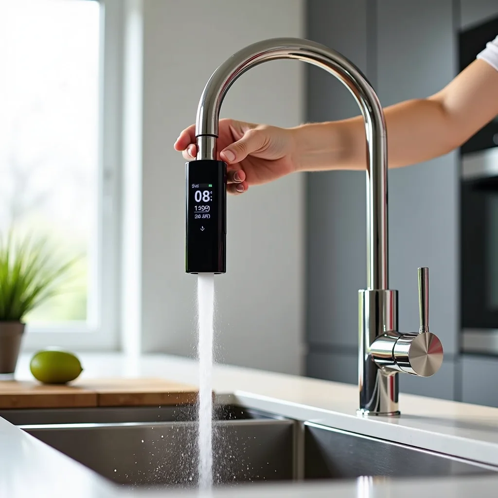 Torneira com filtro eletrônica com display digital.