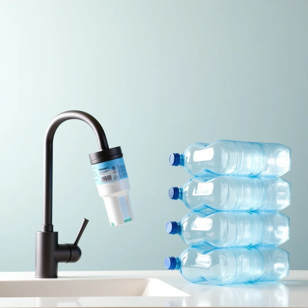 Torneira com filtro versus garrafas plásticas.