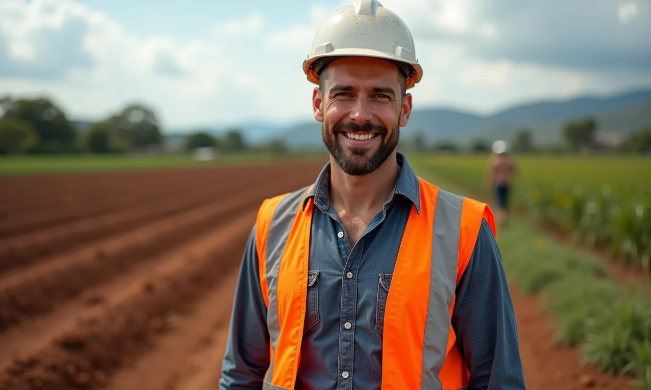 Trabalhador da construção civil com todos os EPIs.