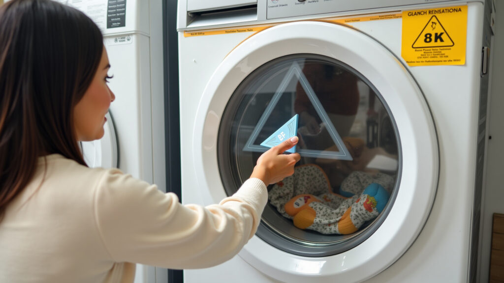 Símbolo do triângulo: opções de alvejamento para roupas.