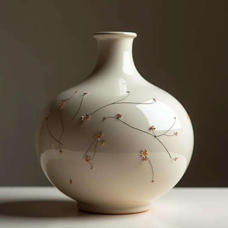 Vaso de cerâmica artesanal com detalhes delicados e acabamento impecável