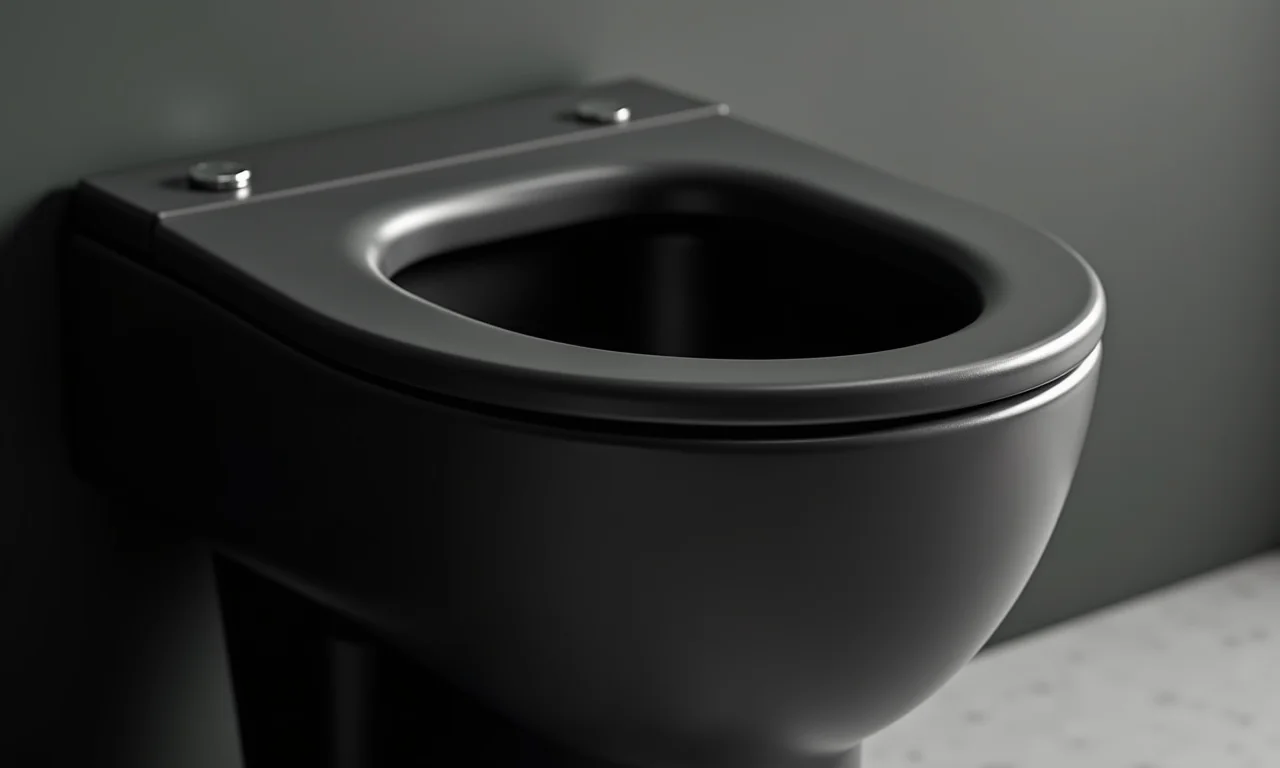 Vaso sanitário preto fosco em cerâmica com textura.