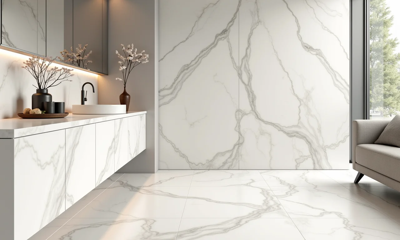 Versatilidade do porcelanato Calacatta: ideal para diversos ambientes da casa.