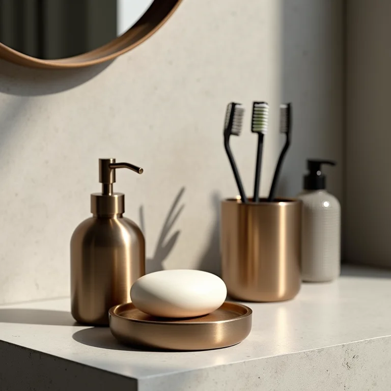 Acessórios de banheiro em metal escovado