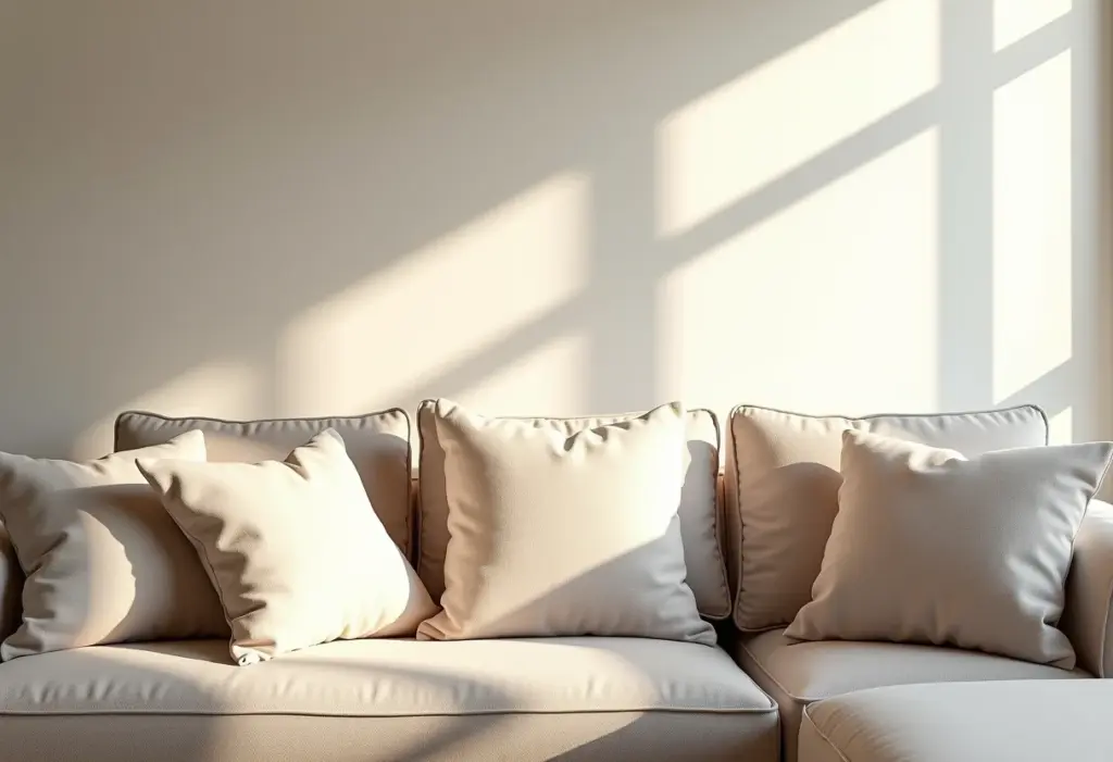 Almofadas de linho em sala de estar luxuosa