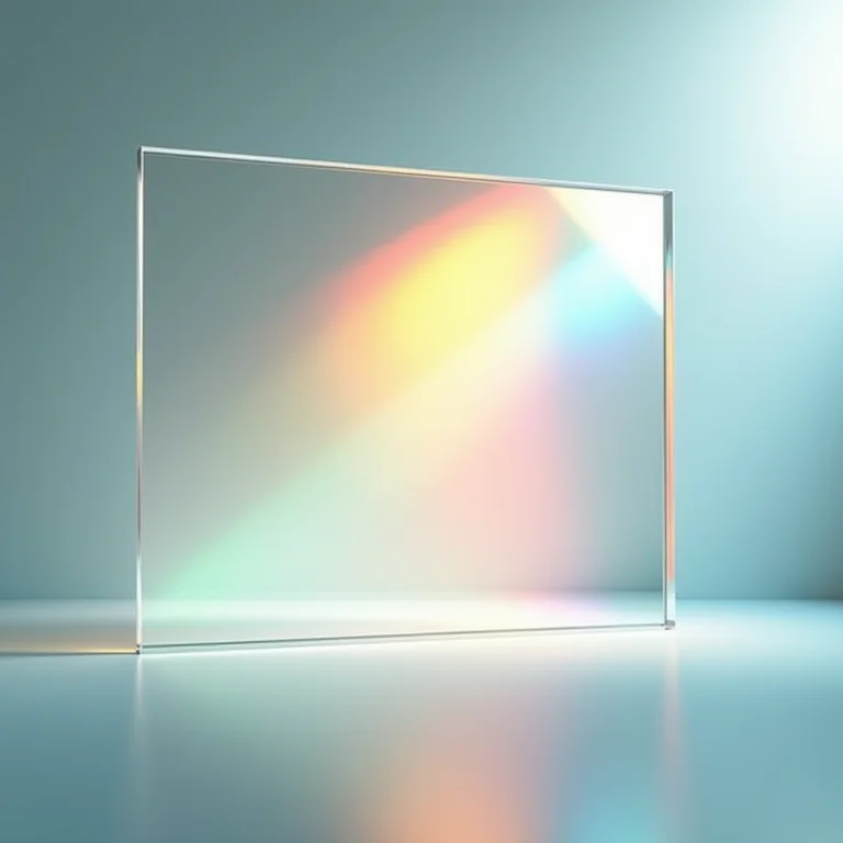 Amostra de vidro refletivo mostrando seu efeito ótico.