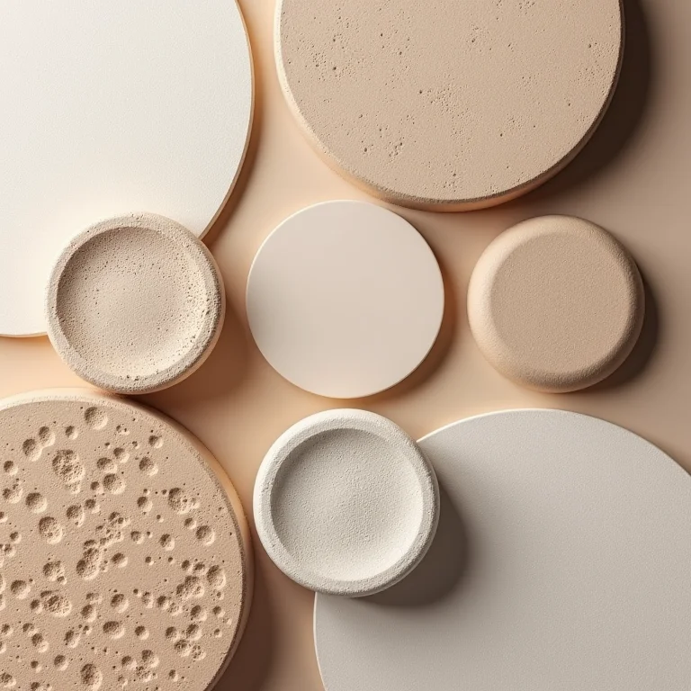 Amostras de cimento queimado com diferentes texturas e acabamentos