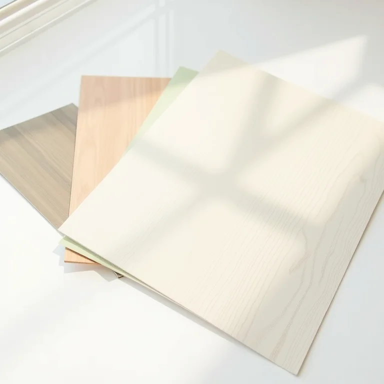 Amostras de diferentes tipos de piso vinílico