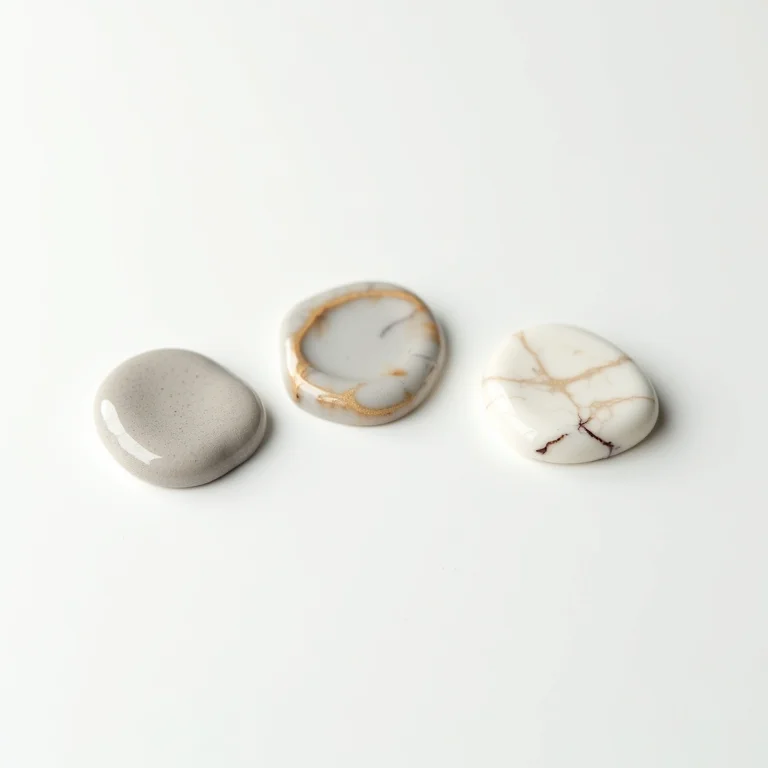 Amostras de diferentes tipos de porcelanato líquido