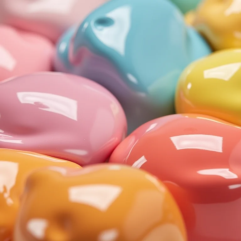 Amostras de diferentes tipos de tinta brilhante