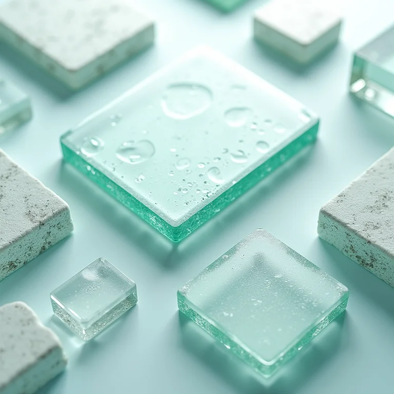 Amostras de diferentes tipos de vidro.