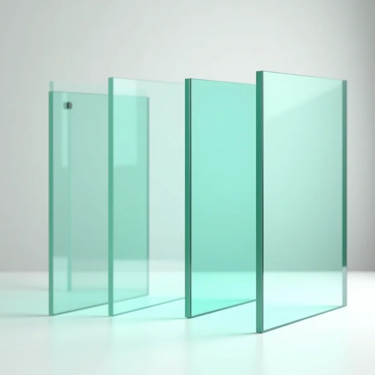 Amostras de diferentes tipos de vidros temperados.